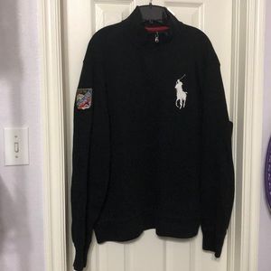 Men’s Zip Front Black Polo Pullover